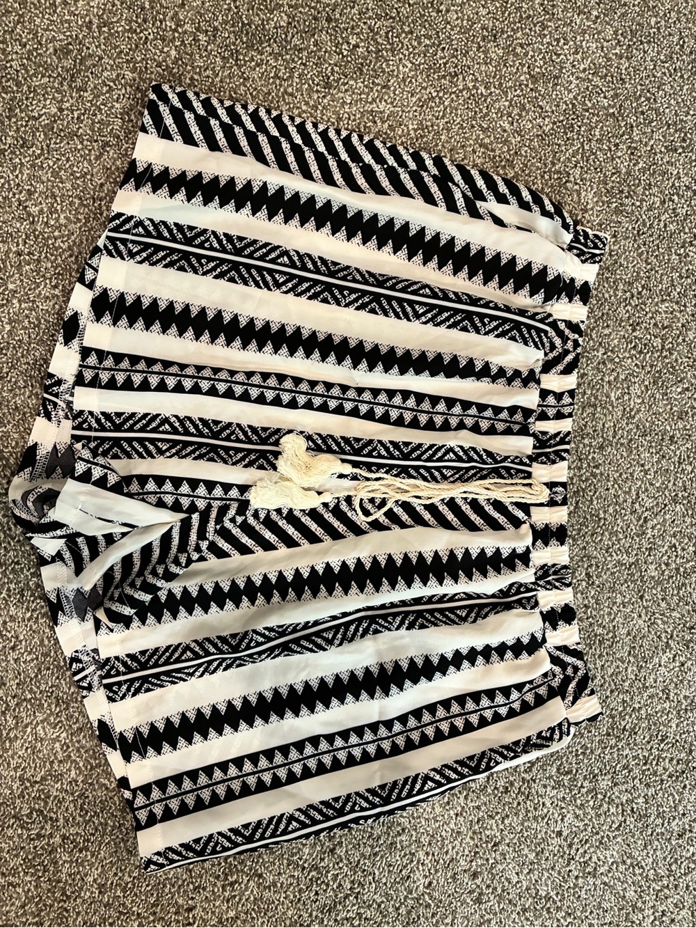 Women's Black & White Striped Bermuda Shorts with Drawstring
